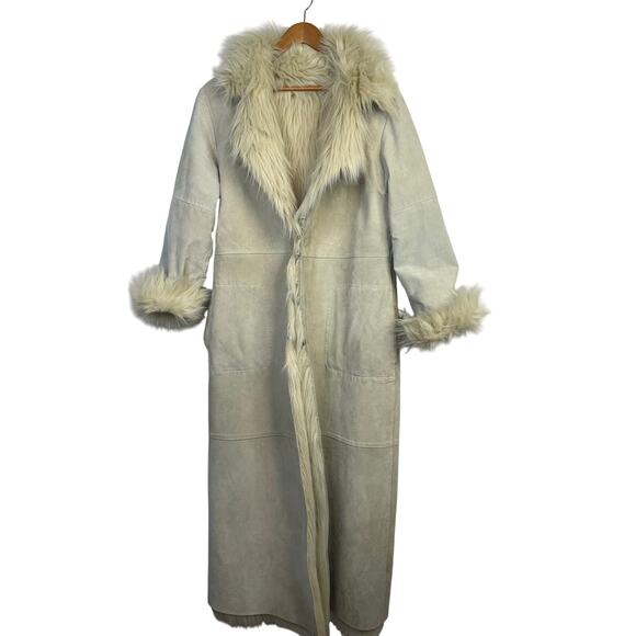Cami International Jackets & Blazers - Y2K Cami Long Suede Leather Faux Fur Penny Lane Boho Glam Jacket Coat Womens XL